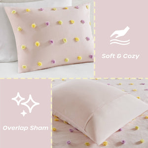 English Elm 5PCS Cotton Sateen Duvet Set Full/Queen with 300TC Printed Face, 2 Shams & 2 Decorative Pillows, Breathable Comfort Pink 22.83 L x 20.87 W x 9.84 H B035P341217