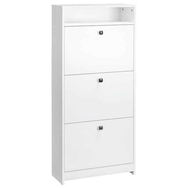 English Elm Homcom Slim Shoe Cabinet With 3 Fold-Out Drawers, Stylish Storage For Hallways & Bedrooms, White W2225P229439