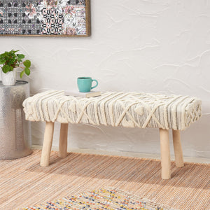 Christopher Knight Home® - Noble House - Laveta Handcrafted Boho Wool and Cotton Rectangular Bench