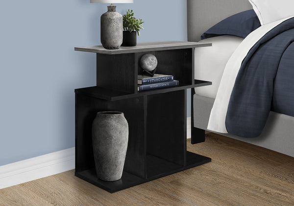English Elm Accent Table Two Tier Narrow Black Laminate Metal Legs Modern Living Room Bedside B2710P219053