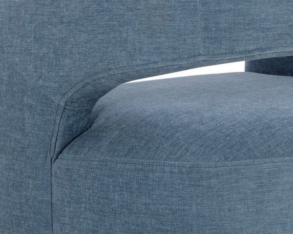 Sunpan LLORET Wheeled Dining Armchair in Danny Iceberg - Stylish, Comfortable, and Effortlessly Mobile Seating 109918V
