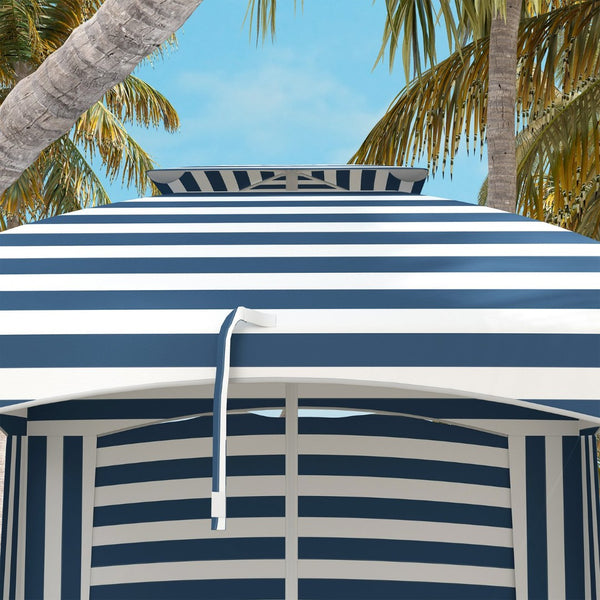 English Elm Outsunny 5.8' Portable Beach Umbrella Cabana With Vented Double-Top, Sandbags & Carry Bag, Blue Stripes W2225P174194-GIGA