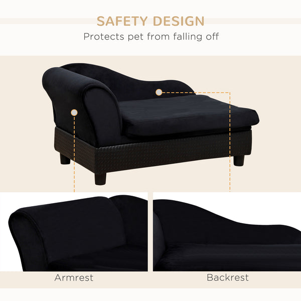 English Elm Pet Sofa with Lift Top Storage Tufted Flannel Cushion Eucalyptus Wood Frame T3971P406645