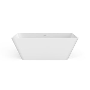 English Elm 67 Inch Stone Resin Freestanding Soaking Tub Matte White Spa Bath for Bathroom W1613P358116
