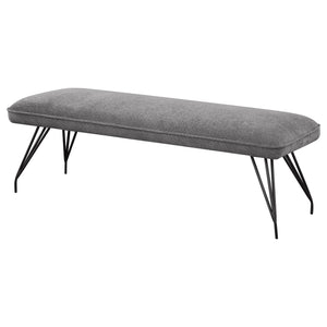 English Elm Kailea Grey Upholstered Dining Bench with Foam Comfort, Vintage Hairpin Legs for Small Spaces B062P299823