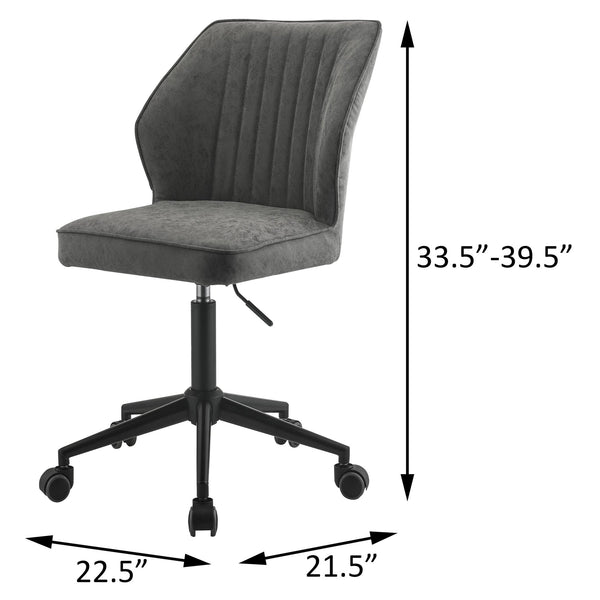 English Elm Vintage Whiskey Top Grain Leather Swivel Office Chair with Wood Arms, Metal Frame, Smooth Casters and Timeless Elegance Black+Grey B062P182761