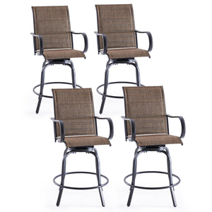 English Elm Patio Swivel Barstools Set of 2 Textilene Mesh Powder Coated Frame All Weather Seating T3623P437318