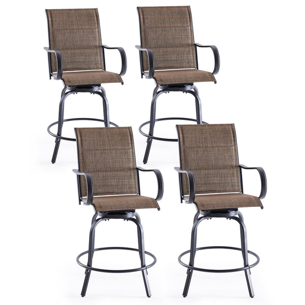English Elm Patio Swivel Barstools Set of 2 Textilene Mesh Powder Coated Frame All Weather Seating T3623P437318
