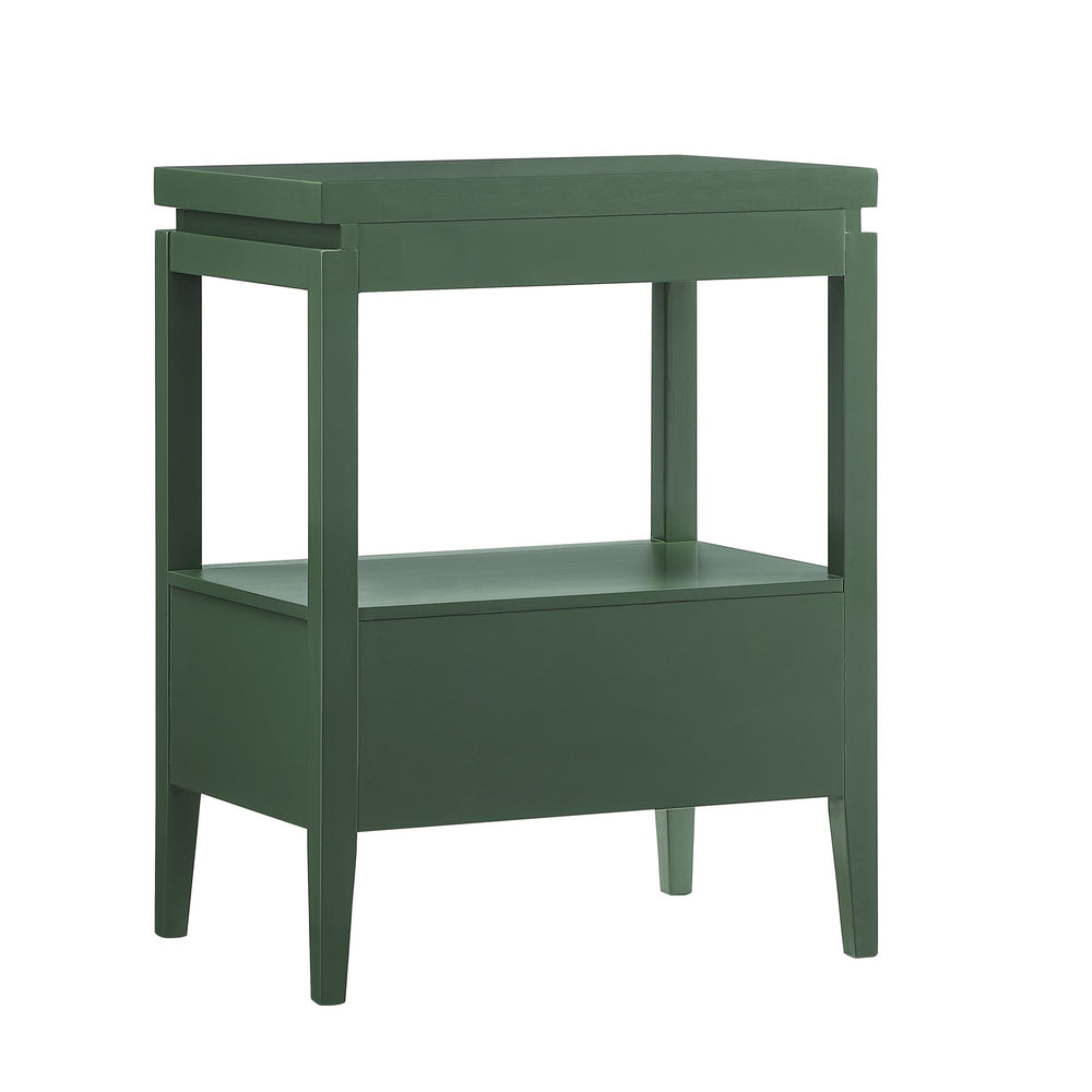 English Elm Olana Vintage Green Nightstand with Floating Top, 1 Drawer, Hidden Tray, Gold Pull & Tapered Legs B050P376962