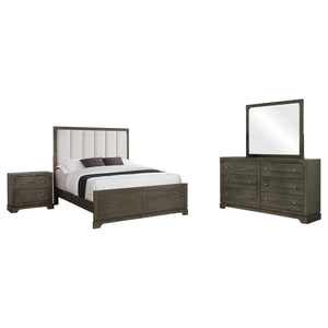 English Elm Lincoln Eastern King Bedroom Set with Led Headboard Two-tone Wood and White Panels B062S01540