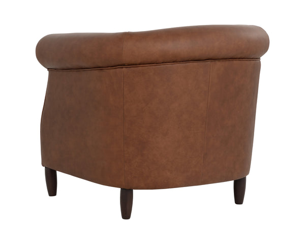 Sunpan Marjorie Lounge Chair - Vintage-inspired Cognac Leather With Handcrafted Copper Nail Heads Brown Leather 112043