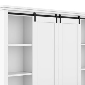 English Elm The Industrial Barn Door Entryway Cabinet with Sliding Rails and 12 Storage Compartments White W1580S00271