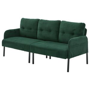 English Elm United We Win Corduroy Loveseat Plush Ergonomic Sofa with Spring Support Metal Legs Emerald W1568P410052