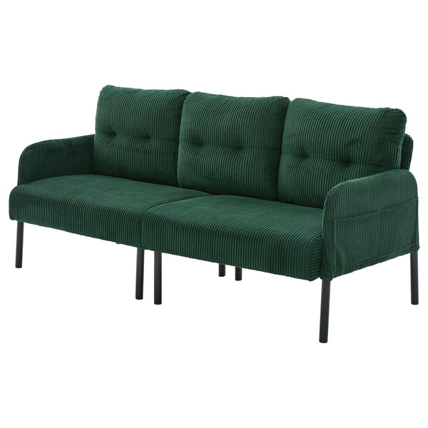 English Elm United We Win Corduroy Loveseat Plush Ergonomic Sofa with Spring Support Metal Legs Emerald W1568P410052