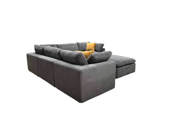 English Elm Coffee Bean Basket Weave Modular Sectional Foam Compressed with Toss Pillows Included Light Gray B2748S00069
