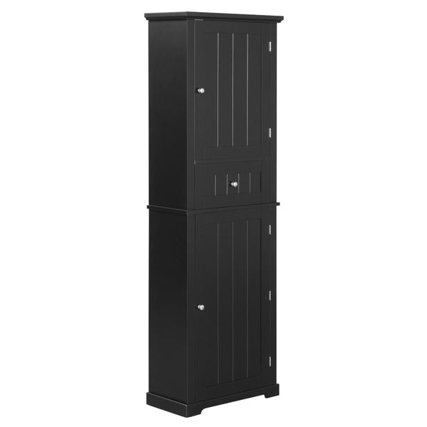 English Elm Tall Bathroom Storage Cabinet - Sleek Freestanding Organizer With Drawer & Adjustable Shelf, Black N725P206890B-GIGA