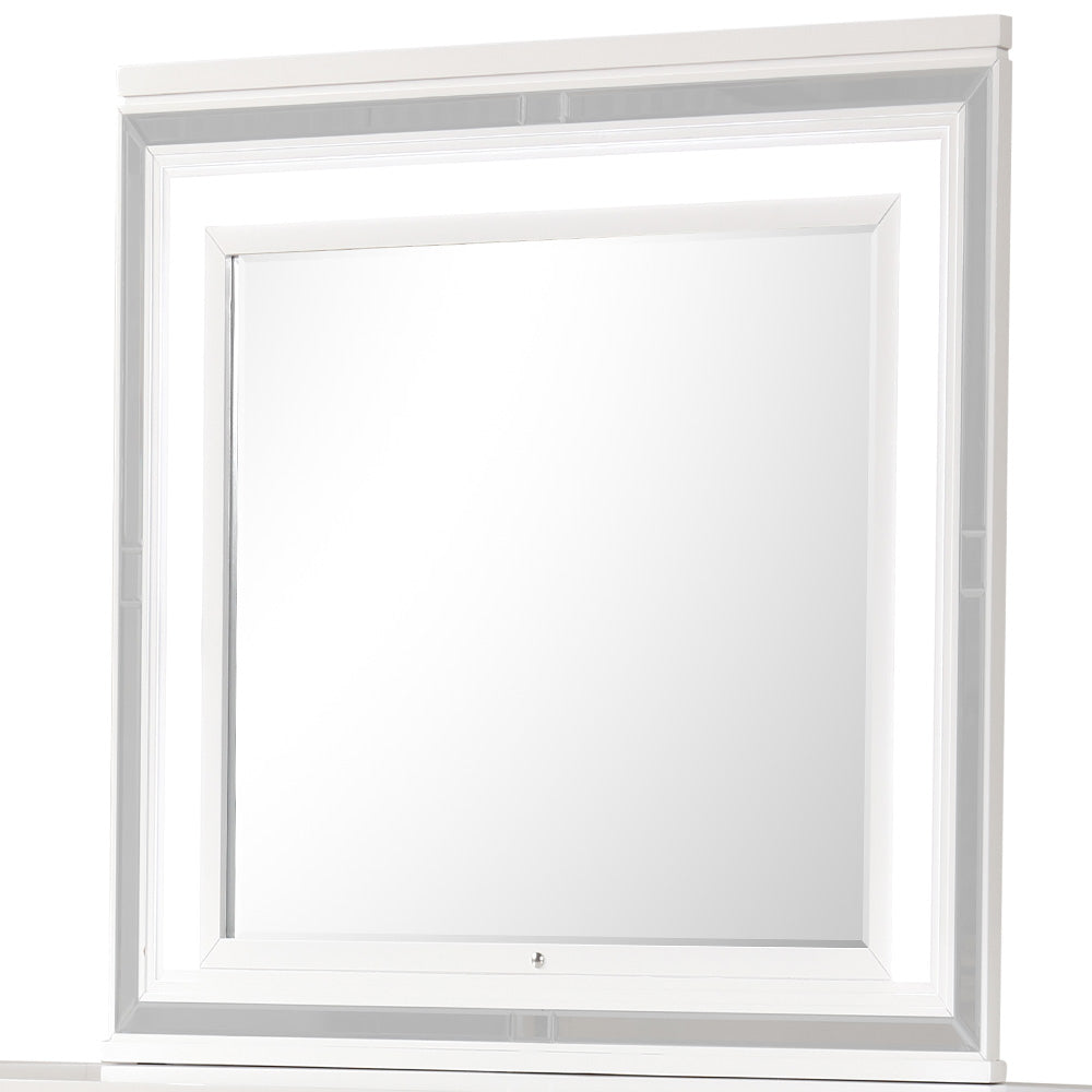 English Elm Genoa Led Illuminated Wall Mirror with White Wood Frame for Bedroom Dresser Decor B078P497938