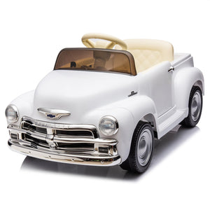 English Elm 12v Chevrolet 3100 Licensed Vintage Pickup Ride on Truck with Led Lights and Parent Remote White W1578P214179