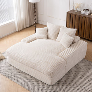 English Elm 028-oversized Corduroy Chaise Sleeper Sofa with Foam Support for Apartments W527P412860