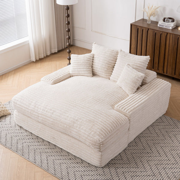 English Elm 028-oversized Corduroy Chaise Sleeper Sofa with Foam Support for Apartments W527P412860