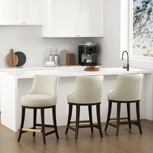 English Elm Lucia Natural Chenille Counter Stool - Ergonomic Beech Wood Legs For Comfort & Style In Any Space B365P398050