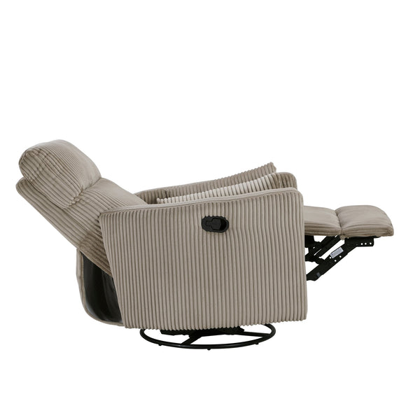 English Elm Taupe Corduroy Swivel Glider Recliner Chair with 360° Rotation, Smooth Recline, Plush Cushioning for Living Room Comfort and Style B011P383306