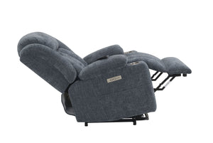 English Elm Omarion Blue Chenille Power Recliner with Lift, Heated Massage, USB, Cup Holders & Space-Saving Design B2726P245482