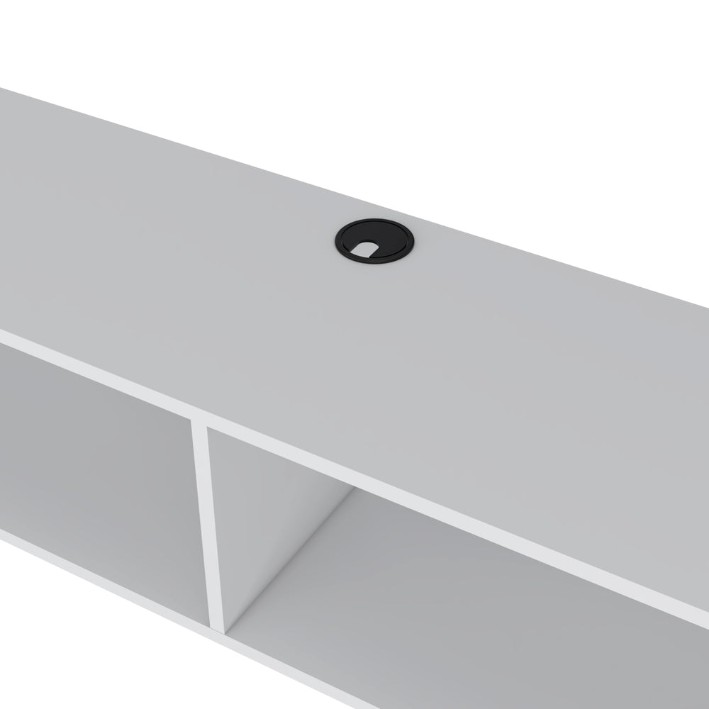 English Elm Central Floating media rack melamine wall unit with two shelves, 59.1" wide modern TV stand for compact spaces durability and style B128P227636