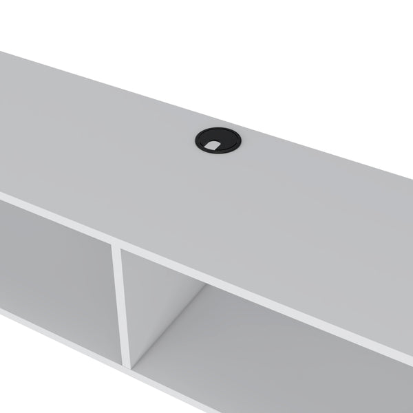 English Elm Central Floating media rack melamine wall unit with two shelves, 59.1" wide modern TV stand for compact spaces durability and style B128P227636