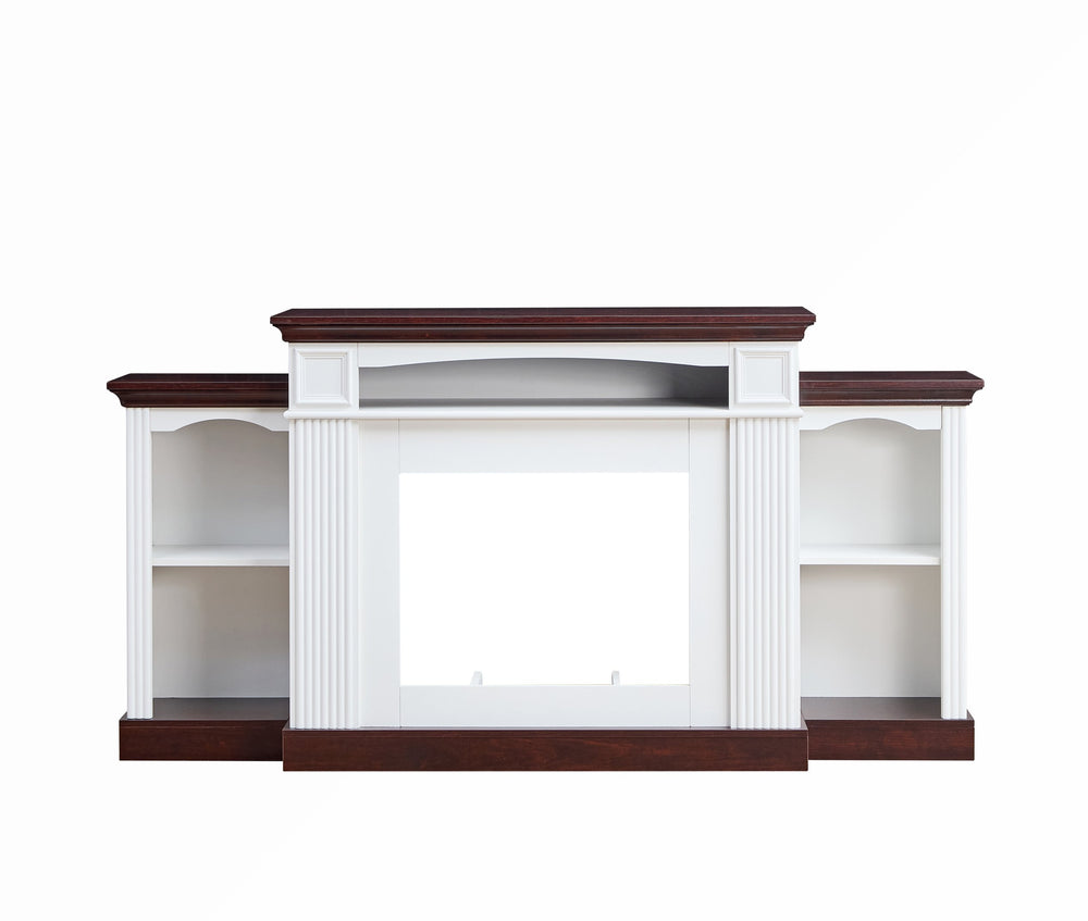 English Elm Farmhouse Electric Fireplace Tv Stand with Open Shelves Fits 70 Inch Screens W2393P230115