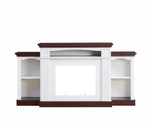 English Elm Farmhouse Electric Fireplace Tv Stand with Open Shelves Fits 70 Inch Screens W2393P230115