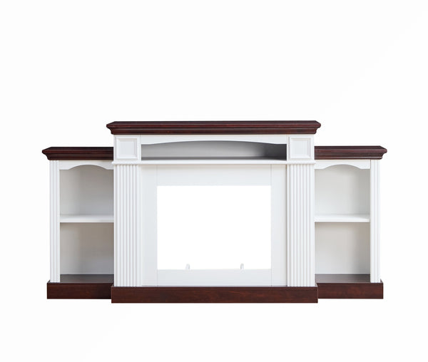 English Elm Farmhouse Electric Fireplace Tv Stand with Open Shelves Fits 70 Inch Screens W2393P230115