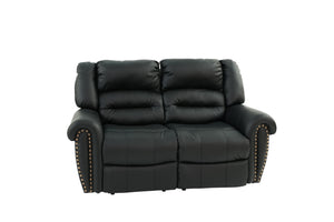 English Elm Plush Power Reclining Loveseat Bonded Leather Nailhead Trim Usb Port Seating B011P467627