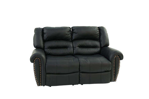 English Elm Plush Power Reclining Loveseat Bonded Leather Nailhead Trim Usb Port Seating B011P467627