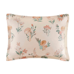English Elm 4-piece Whimsical Mushroom Floral Microfiber Comforter Set with Shaped Accent Pillow Blush Multi B035P482877