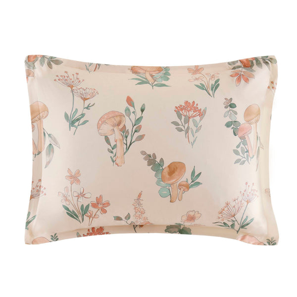 English Elm 4-piece Whimsical Mushroom Floral Microfiber Comforter Set with Shaped Accent Pillow Blush Multi B035P482877
