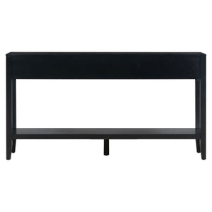 English Elm U_style Farmhouse Console Table with Three Drawers Open Shelf Entryway Organizer Black N711P410445B