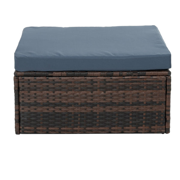 English Elm Patio 5-Piece Wicker Furniture Set With Comfortable Cushions & Glass Coffee Table For Outdoor Relaxation W1703S00021-GIGA