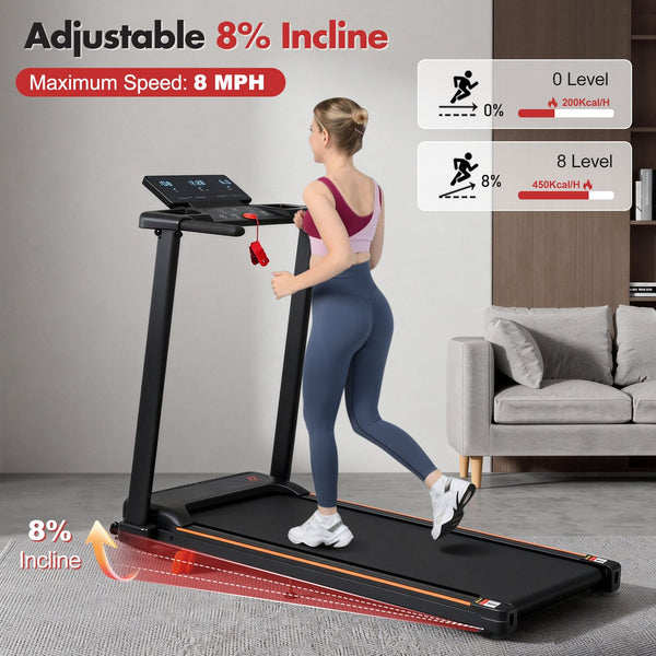English Elm Treadmill Foldable 3hp Motor with Incline Adjustable Feet and Anti-slip Running Belt N728P191958B