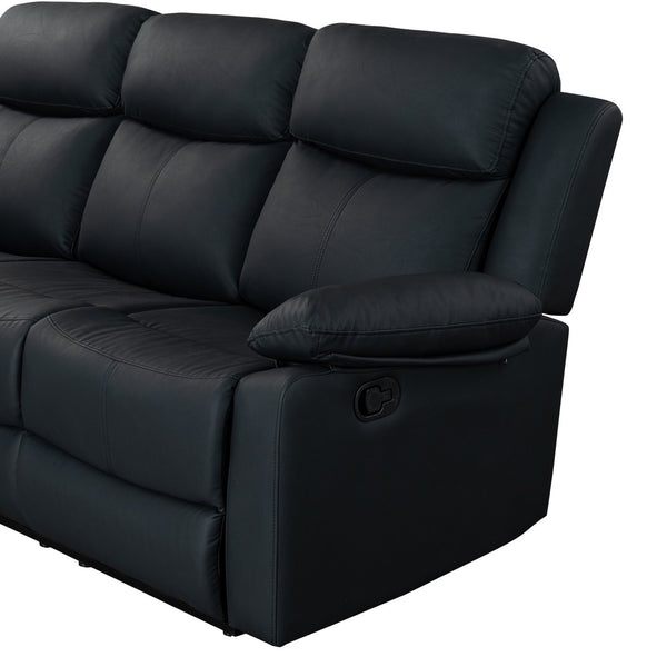 English Elm Blanche Manual Reclining Sofa with Led Accent Lighting for Modern Media Rooms Black B201P412036