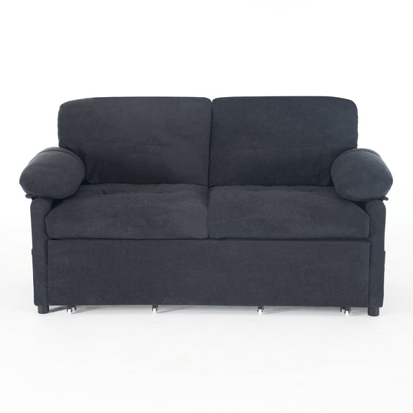 English Elm (old: W3163p269700) Convertible Chenille Sleeper Loveseat with Queen Pullout and Rolling Casters Black W3163S00100