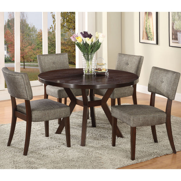 English Elm Grey Padded Side Chair Set of 2 — Dark Gray Upholstered Armless Dining Seats with Espresso Tapered Legs, Solid Wood Durable Design B062P209242