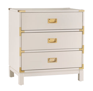Homelegance By Top-Line Jameson 3-Drawer Gold Accent Nightstand White Wood