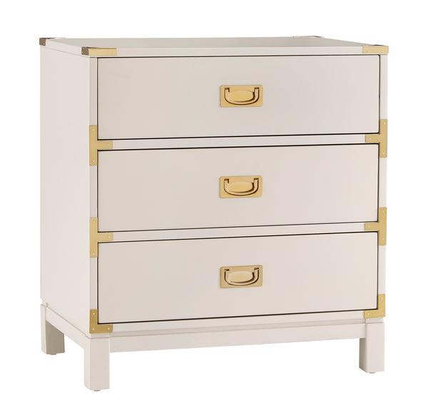 Homelegance By Top-Line Jameson 3-Drawer Gold Accent Nightstand White Wood