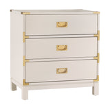 Homelegance By Top-Line Jameson 3-Drawer Gold Accent Nightstand White Wood