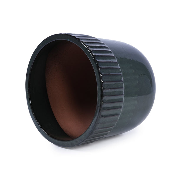 English Elm 3 Pieces Ceramic Flowerpot Set – Handcrafted Antique Black Planters For Indoor & Outdoor Use W3273P321472