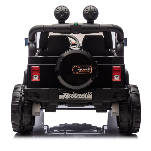 English Elm 24v Kids Electric Ride on Car with Parental Remote Rear Suspension and Bluetooth Audio Black W1578P228743