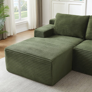English Elm L-shaped Cloud Sectional Corduroy Sofa Deep Seat Modular Design for Any Living Space W2339P424645