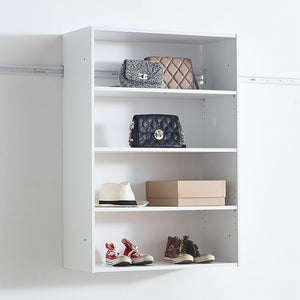 English Elm Devi White Wall Mounted Wood Closet System with Oak Finish, Durable Melamine, Ample Modular Storage B040S00113