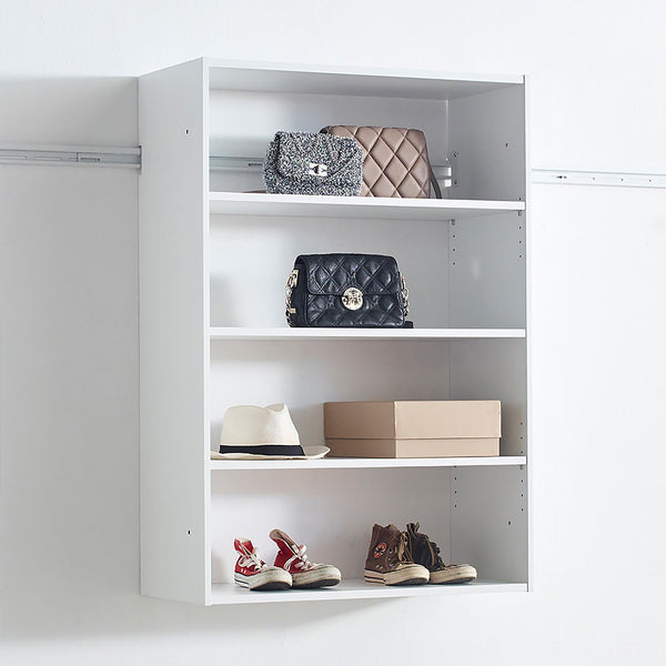 English Elm Devi White Wall Mounted Wood Closet System with Oak Finish, Durable Melamine, Ample Modular Storage B040S00113
